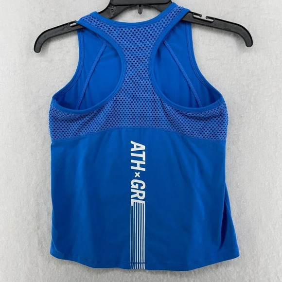Athleta Girls Activewear Top L 12 Blue Mesh Round Necdk Sleeveless Pullover - Picture 2 of 9